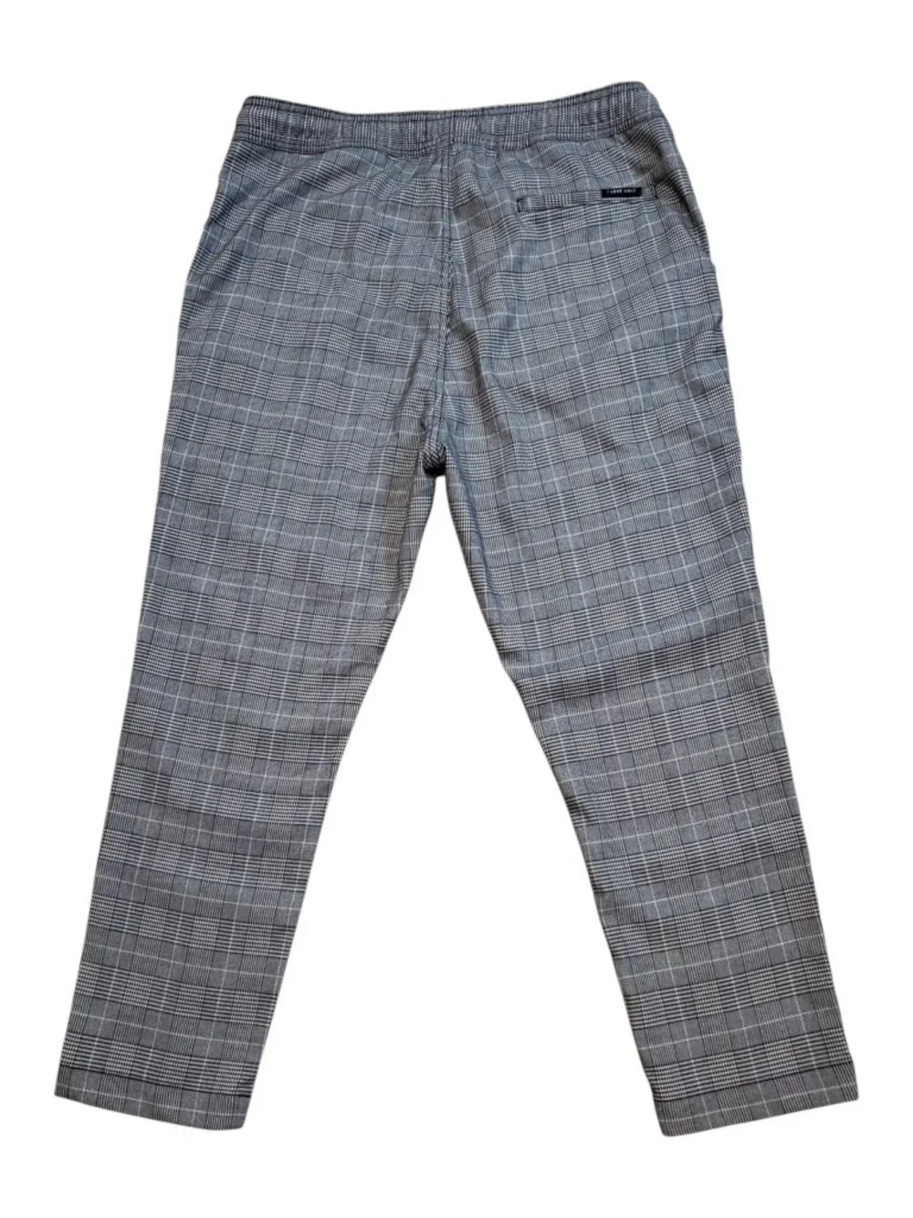I LOVE UGLY SZ L Mens Anton Track Pant Black Check Plaid Crop-Leg